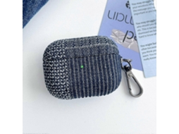 Capa protetora para fone de ouvido Bluetooth em tecido jeans com costura aparente GIECY