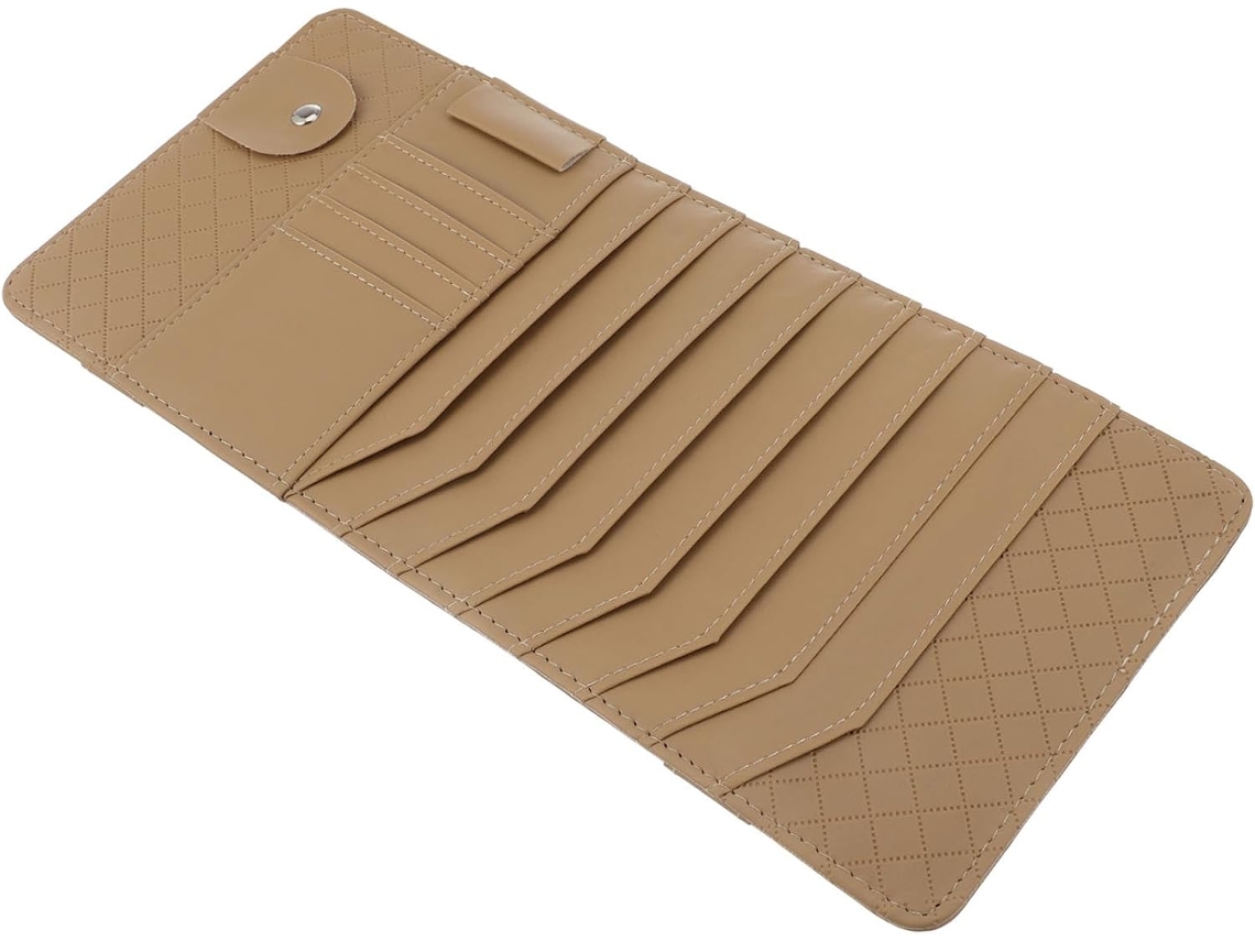 Organizador para quebra-sol de carro, ideal para guardar óculos, CDs e cartões.