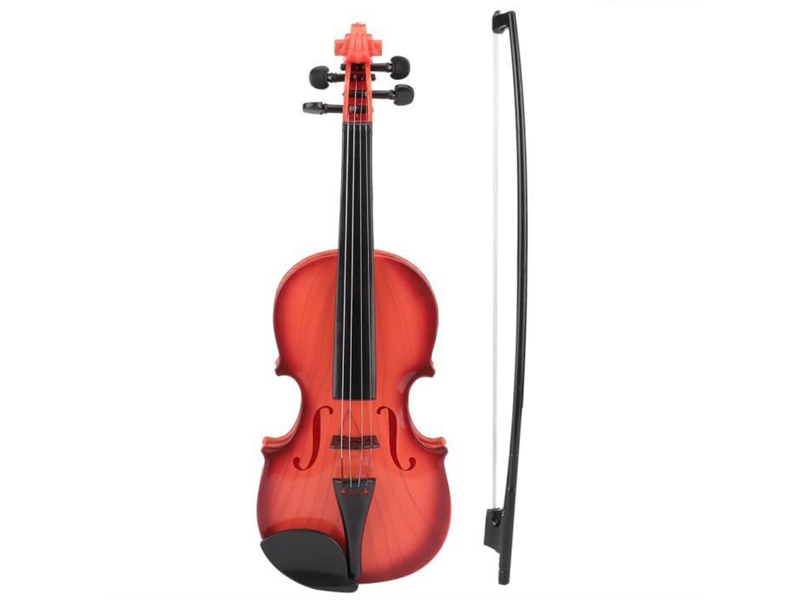 Brinquedo Violino Acústico Instrumentos de Prática de Cordas Ajustáveis Marrom Claro