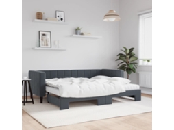 Vidaxl Sofá-cama C/ Gavetão E Colchões 80x200cm Veludo Cinzento-escuro