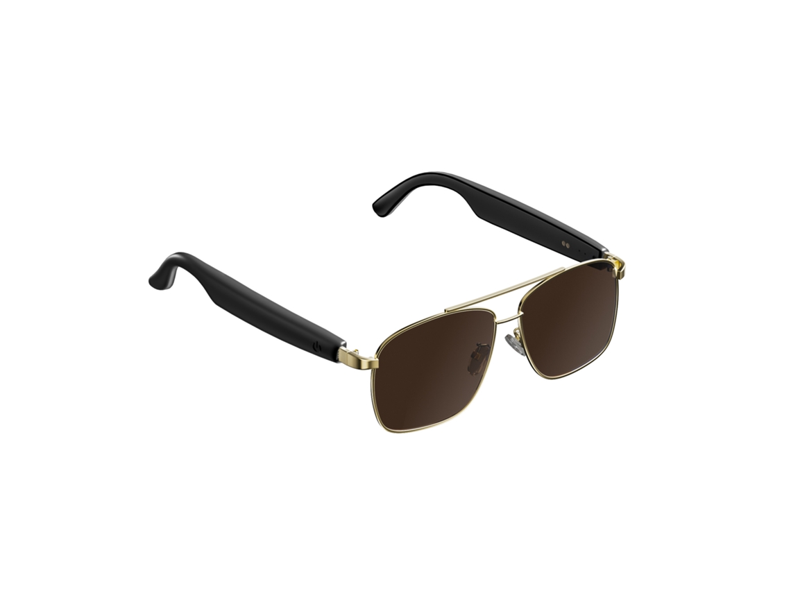 Óculos de sol inteligentes com IA armação metálica tradução para vários idiomas dourado CZHHMART