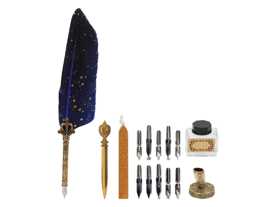 Jogo De Caneta Estilográfica, Caneta Estilográfica Retrô Suave Exquisita, Kit De Caligrafia Com Múltiplas Pontas De Reposição, Cor Azul