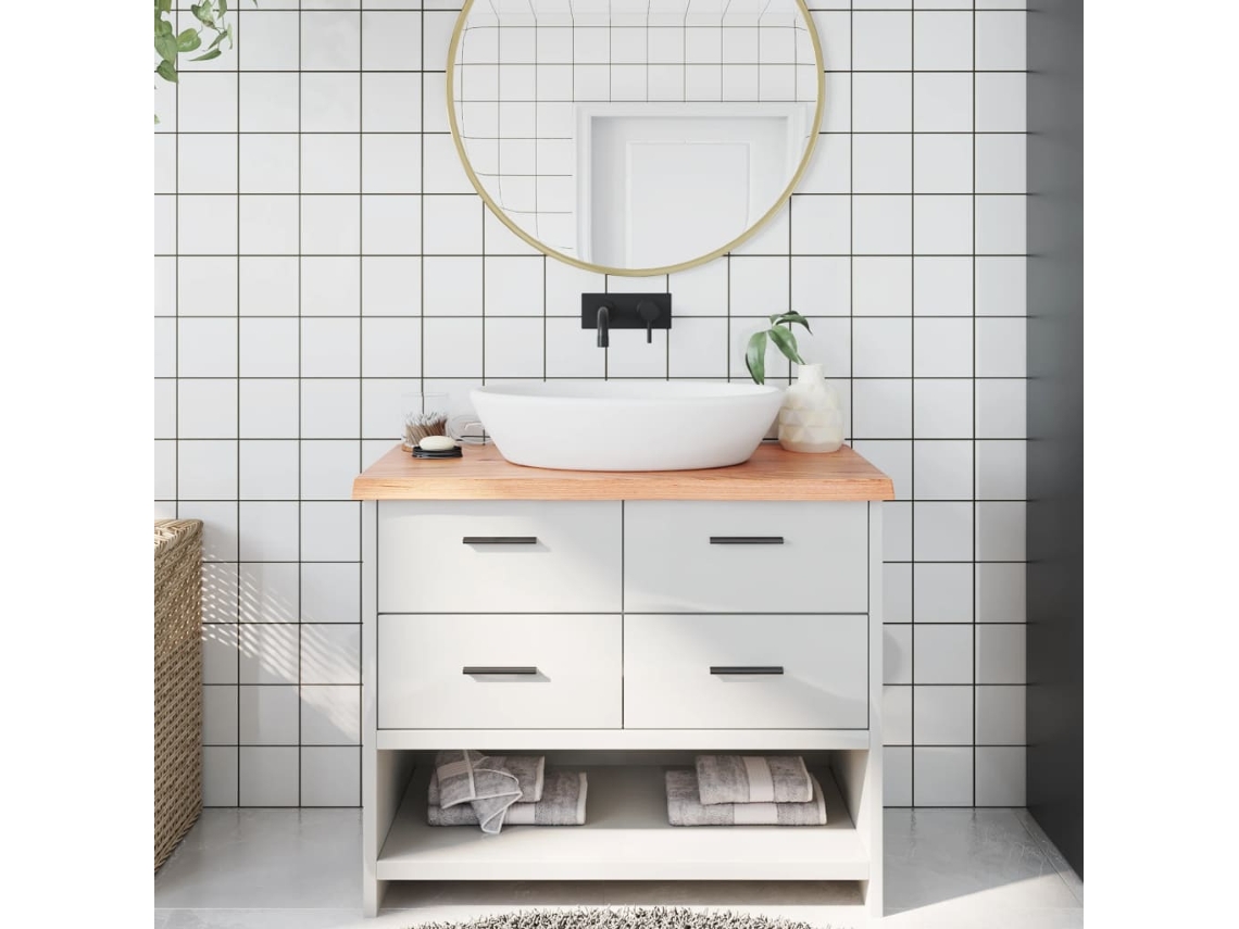 Vidaxl Bancada P/ Wc 100x50x(2-4) Cm Madeira Maciça Tratada Castanho