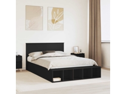 Vidaxl Estrutura Da Cama Preto 150 X 200 Cm Derivados De Madeira
