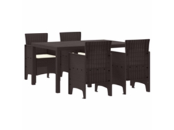 Vidaxl Conjunto De Jantar Para Jardim 5 Unid. Castanho Rattan Polt