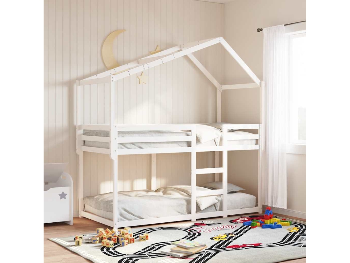 Vidaxl Telhado De Cama Infantil 203x80,5x142 Cm Pinho Maciço Branco