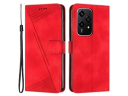 Capa Tipo Carteira Para Honor 200 Lite Com Padrão Triangular Em Couro