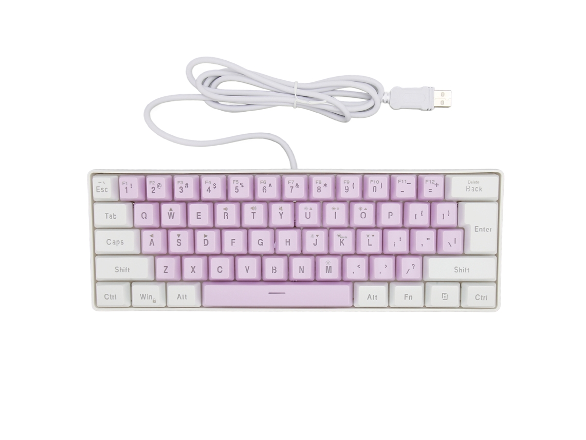 Teclado para Jogos Usb de 61 Teclas, Iluminação Rgb, 6 Modos, Preto e Morado | S/MARCA
