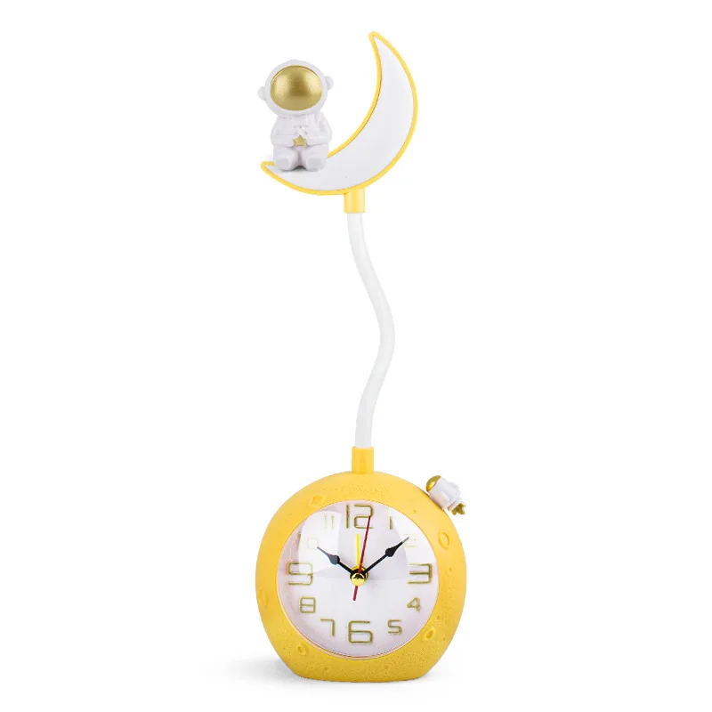 (Amarelo claro) Despertador com luz noturna, recarregável, para mesa de cabeceira.