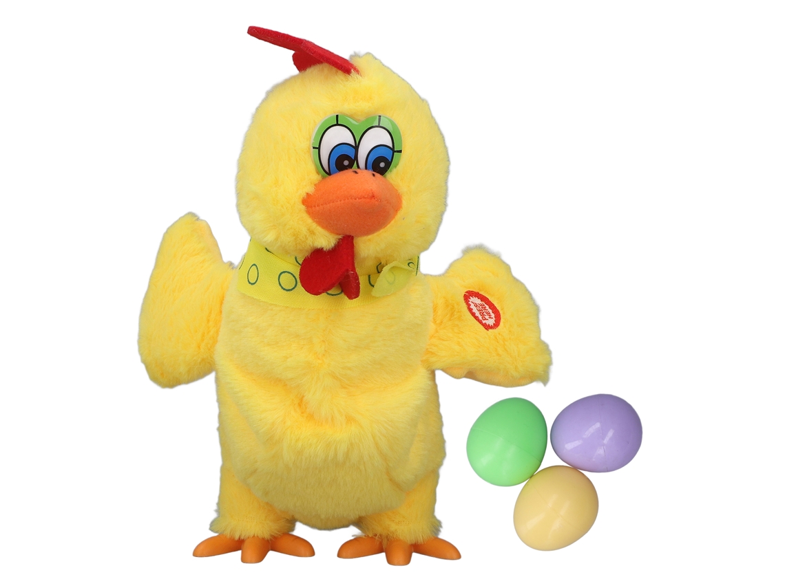 Ats brinquedo de Pollo de Pelúcia Elétrico Que Bota 3 Ovos Dançando com Música para Crianças Amarelo 30cm/11.8in
