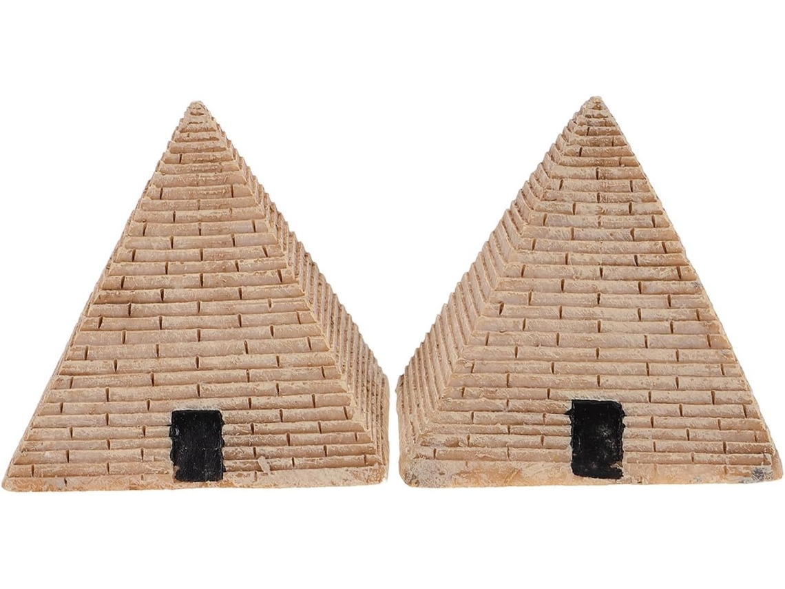 Conjunto 2 Estatuetas Decorativas Resina Formato Pirâmide Design Criativo Misterioso Decoração Escritórios GOKOCO