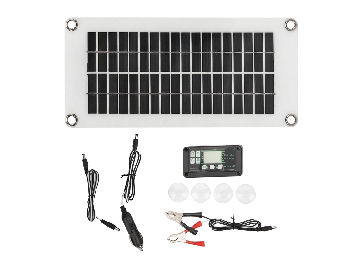 Kit de Painel Solar 30 W, Dupla USB, Controlador 100 A BRILVIBERA