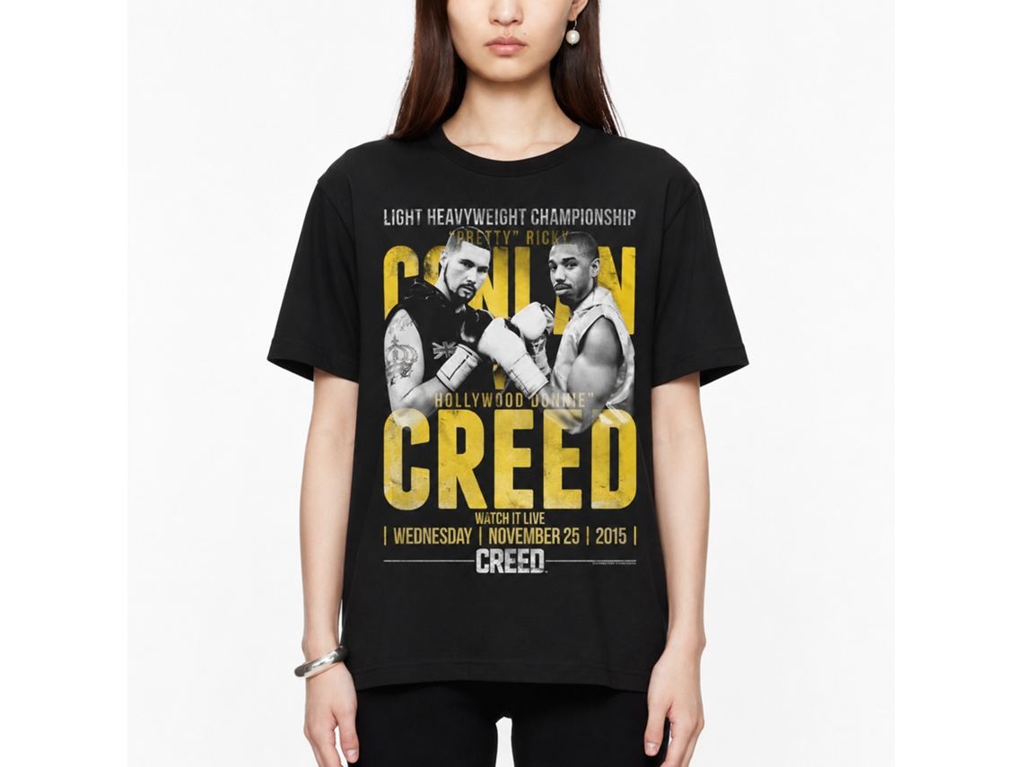 Rockinstone Rocky Movie Conlan Vs Creed Black Adult T-shirt Size:m