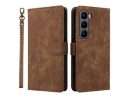 Capa Tkdaddy Para Infinix Hot 60 Pro 4g X6885, Carteira, Bloqueio Rfid, Couro Sintético, Capa De Celular Com Suporte E Alça, Marrom
