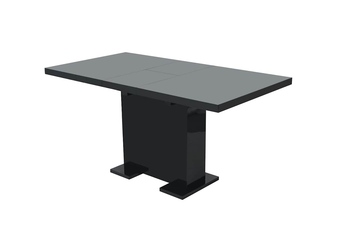Vidaxl Mesa De Jantar Extensível Preto Brilhante