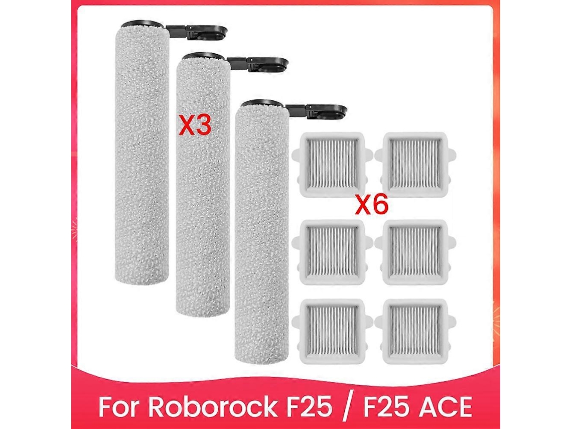 Kit De Acessórios De Reposição Para Aspirador De Pó Roborock F25 / F25 Ace, Inclui 3 Escovas Rotativas E 6 Filtros.