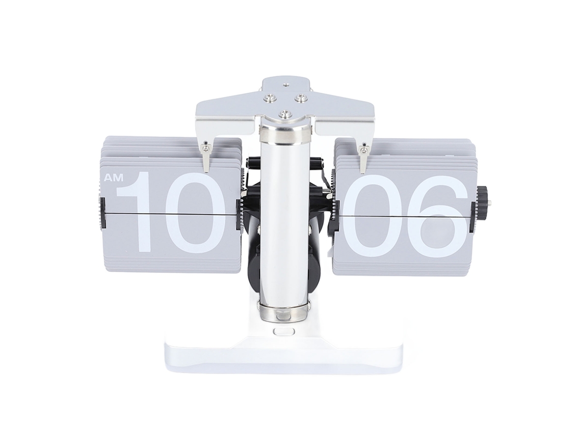 Relógio de página automático Bj-reloj com design elegante, funcionamento silencioso e brilho ajustável para casa, sala de estar e escritório, cinza prateado.