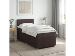 Vidaxl Cama Box Spring Com Colchão Marrom Escuro 80 X 200 Cm Tecido