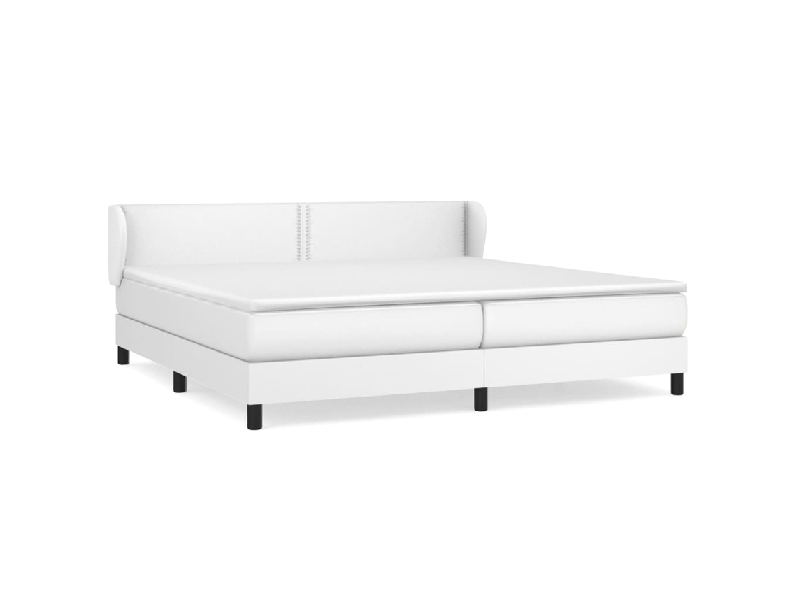 Cama com Molas Couro Artificial Branco MAISON EXCLUSIVE 200x200 cm