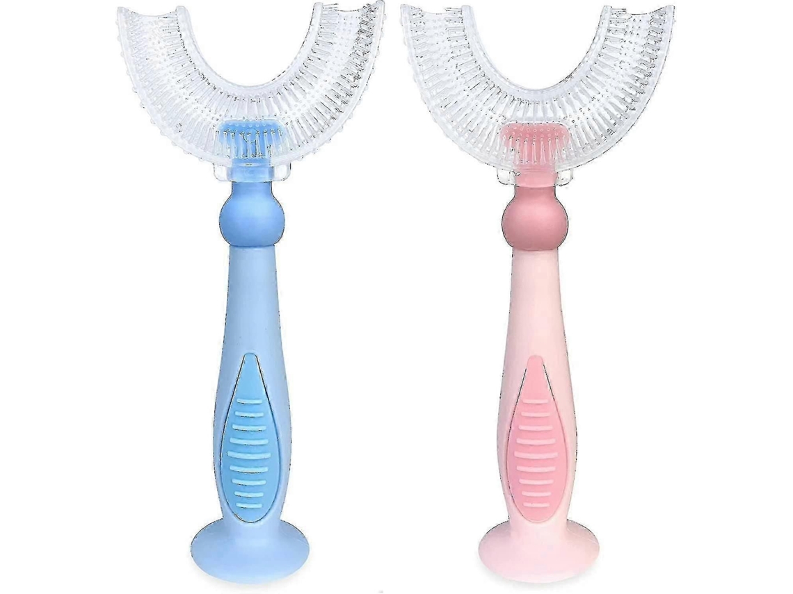 Kit com 2 Escovas de Dentes Infantis em Formato U, Escova Manual para Treinamento, Silicone Macio Grau a Limentício GOKOCO