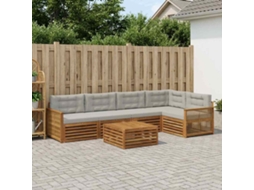Vidaxl Conjunto De Sofás Para Exterior 6 Pcs Natural E Cinzento-claro