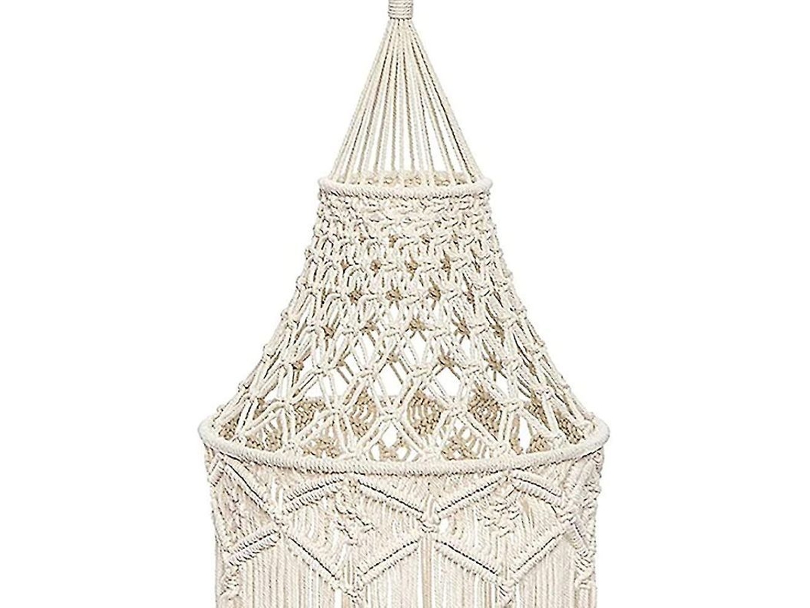 Abajur De Macramê Em Algodão Natural - Estilo Retro E Moderno Para Ambientes Aconchegantes