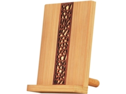 Suporte De Madeira Bege Para Celulares E Tablets.