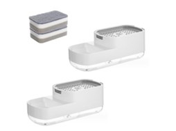 Dispensador de Sabão de Cozinha 2 em 1 com Suporte para Esponja Organizador para Balcão RNEMITERY