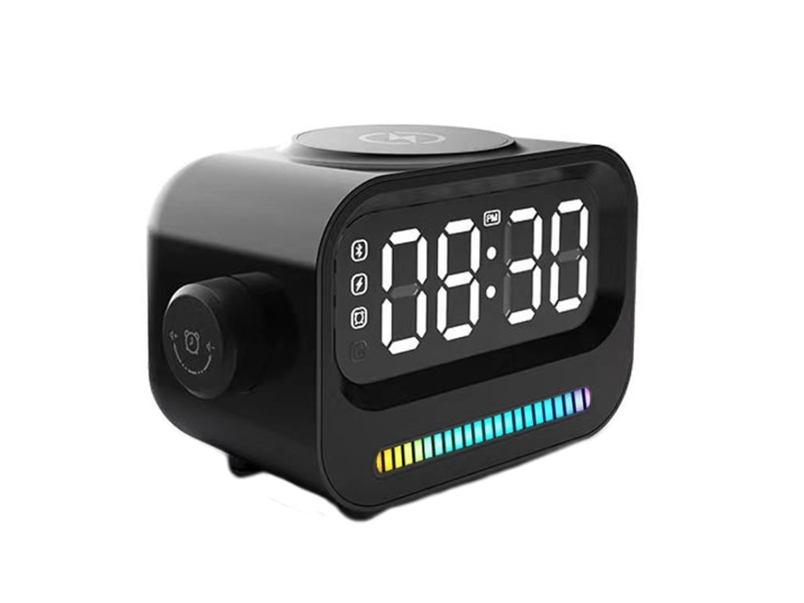 Relógio digital 3 em 1 AQUAFORGE com luz ambiente, Bluetooth e carregador sem fio de 15 W
