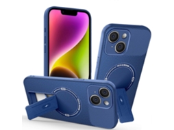 Capa Tkdaddy Para Iphone 14 Com Suporte, Textura De Fibra De Carbono, Pc Capa De Tpu, Azul