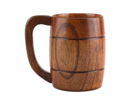 Caneca de Cerveja Retrô de Madeira Natural com Alça, Clássica AQUAFORGE