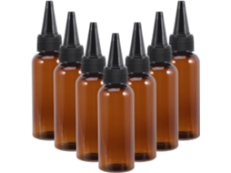 Pacote com 10 frascos dispensadores de plástico marrom de 50ml, ideais para sopas.