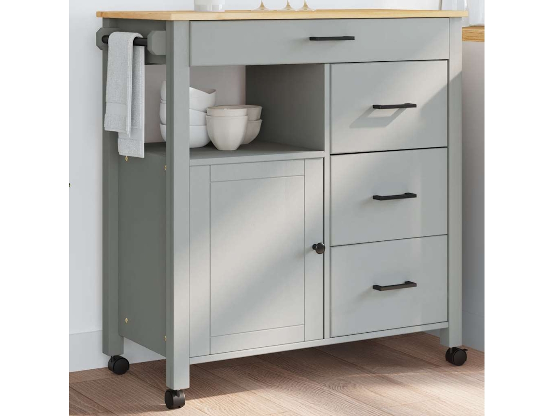 Vidaxl Carrinho De Cozinha Monza 84x40x88,5 Cm Madeira De Pinho Maciça