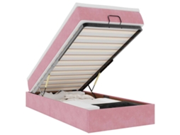 Moldura de Cama Otomana com Colchão Veludo Rosa 90x190 cm MAISON EXCLUSIVE