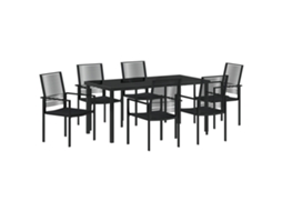 Conjunto 7 De Jantar Para Jardim De Vidaxl Preto Rattan Pvc