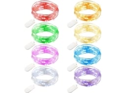 8 Pacotes De Luzes De Fada 7.2' 20 Leds Com Bateria Cabo De Cobre Mini Luzes Para Cama