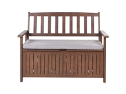 Banco De Jardim Com Almofada Beliani Sovana De Madeira De Acácia Cinzento Claro 120x60x91