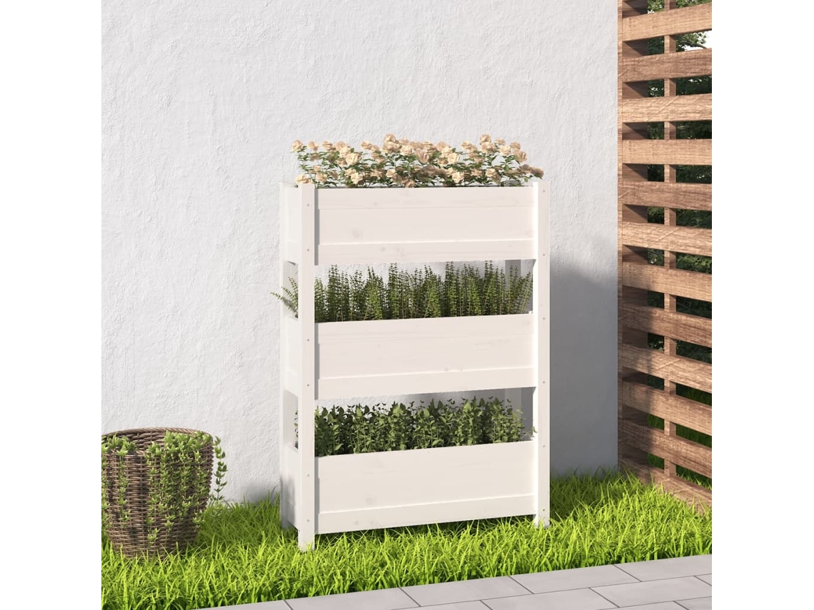Vidaxl Vaso/floreira 77x25x104,5 Cm Madeira De Pinho Maciça Branco