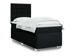 Vidaxl Cama com Molas/colchão 90x190 Cm Tecido Preto
