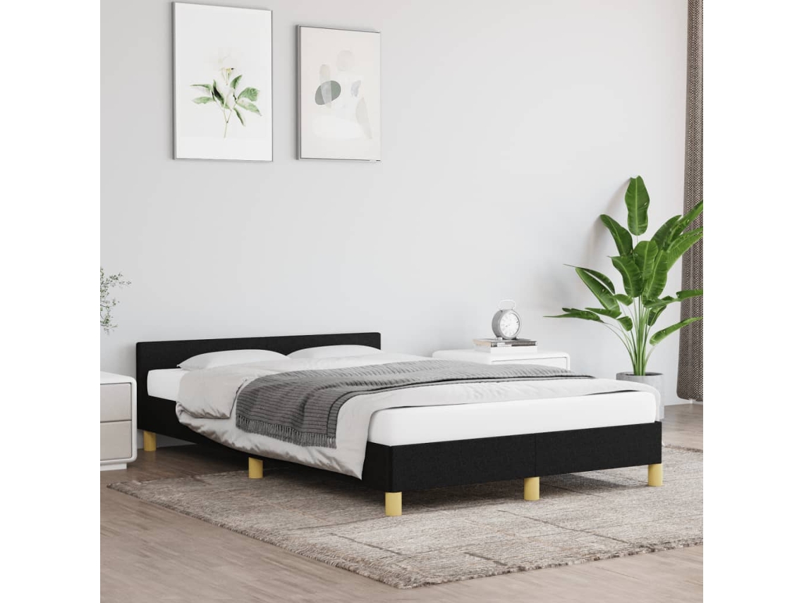 Estrutura De Cama Sem Colchão Preto 120x190 Cm Tecido