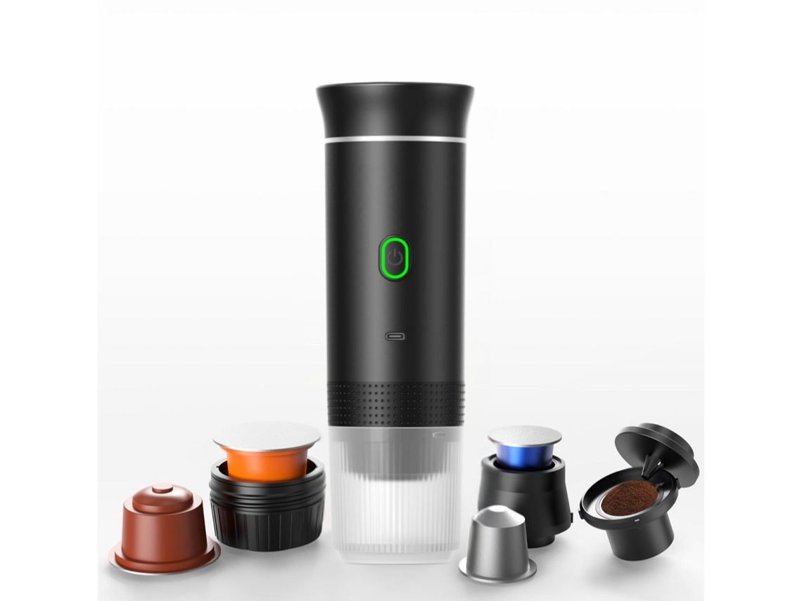 Cafeteira portátil com adaptador veicular de 12V compatível com cápsulas Nespresso e Dolce Gusto AQUAFORGE