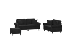 Sofa Set, Sofa Sets Vidaxl Preto Veludo (n/a)