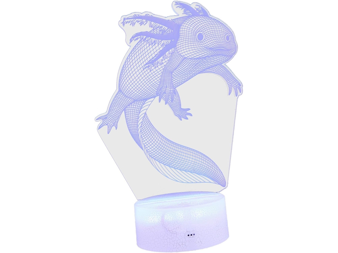 Luminária Noturna Led Hemobllo Axolotl Com Controle Por Toque E De Ou