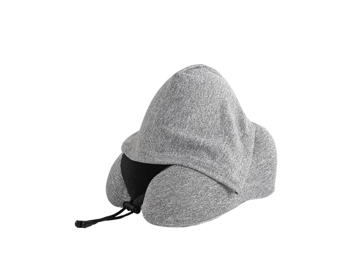 Travesseiro Em Formato De U Com Capuz Cinza, Espuma Viscoelástica, Ideal Para Viagens E Escritório , Bolsa Arm Aquaforge (293015 Polegadas)