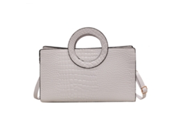 Bolsa de Ombro Feminina de Pu com Alça Anel Forma Ajustável Casual Moda Bege Tamanho F