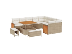 Conjunto 13 Conjunto De Sofá De Jardim Vidaxl Bege Vime Pe (286 X 234 X 85 Cm)