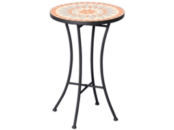 Mesa Lateral Redonda Mosaico Para Jardim E Varanda Ø35 Cm