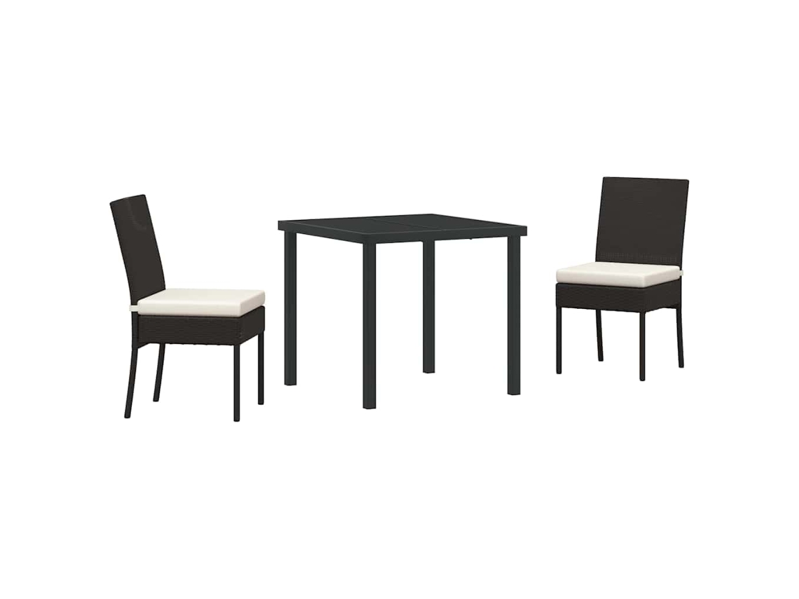 Conjunto de Jantar para Jardim 3 Pcs - Móveis de Jardim para Refeição Preto Aço Revestido a Pó HARLANV1