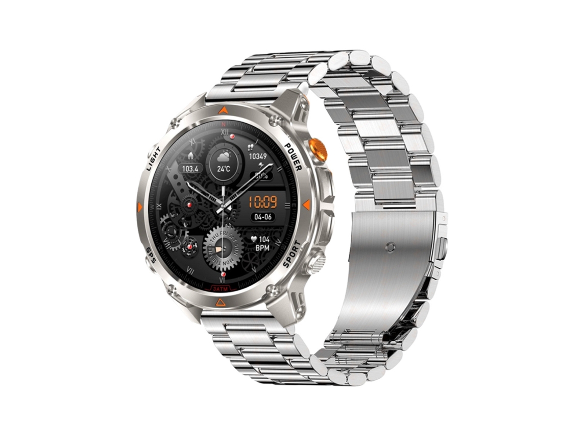 Smartwatch Ikikso Gps Ecrã Ips De 1,46 Polegadas Chamadas Bluetooth Percurso De Regresso 540mah 3atm Prateado