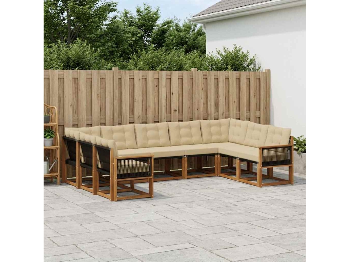 Vidaxl Conjunto De Sofás Para Exterior 9 Pcs Natural E Bege